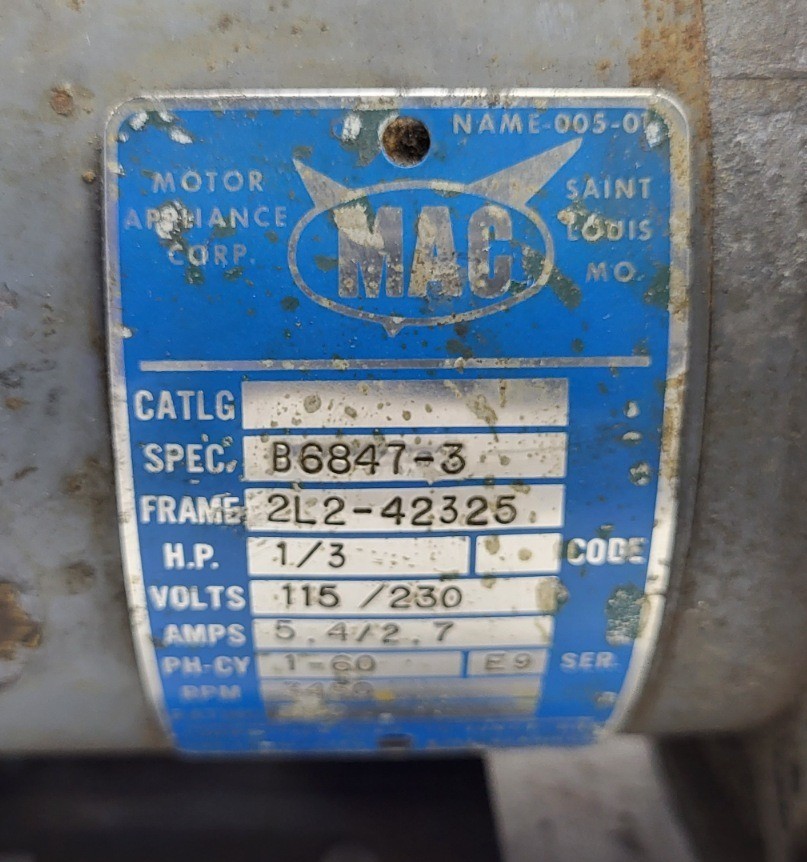 FLOTEC SIP8-1366V-42 PUMP w/ MAC B6847-3 MOTOR 1/3HP FR: 2L2-42325