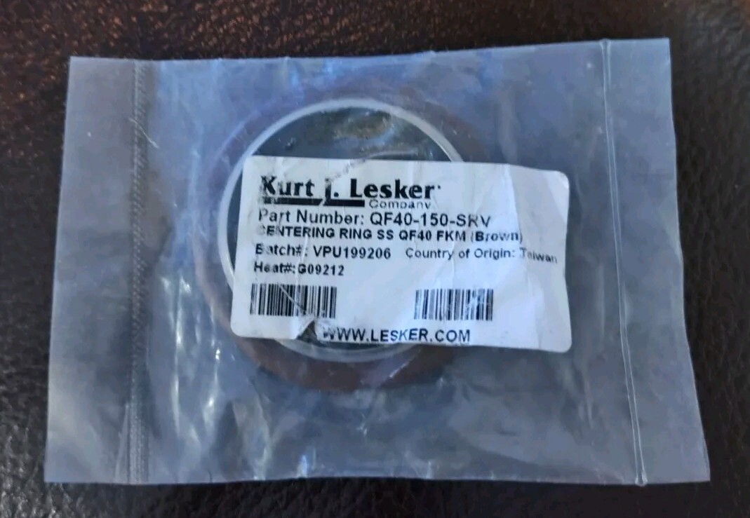 New In Original Bag Kurt J. Lesker QF40-150-SRV KF40 Centering Ring SS FKM BROWN