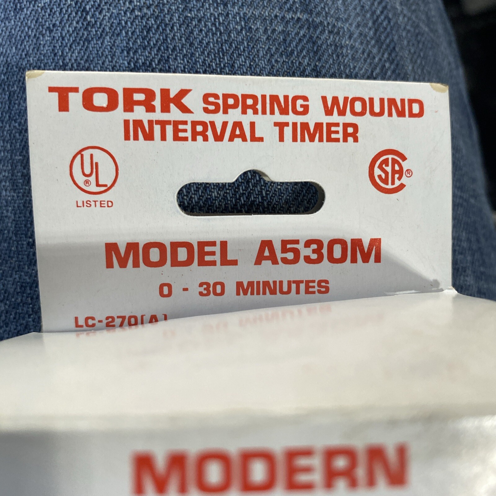 TORK A530M Spring-Wound Timer,Range 0 to 30 min.