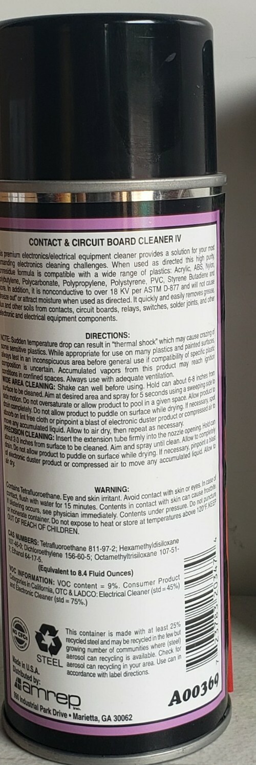 2 MISTY A00369 Contact & Circuit Board Cleaner IV Spray Aerosol Can 10oz