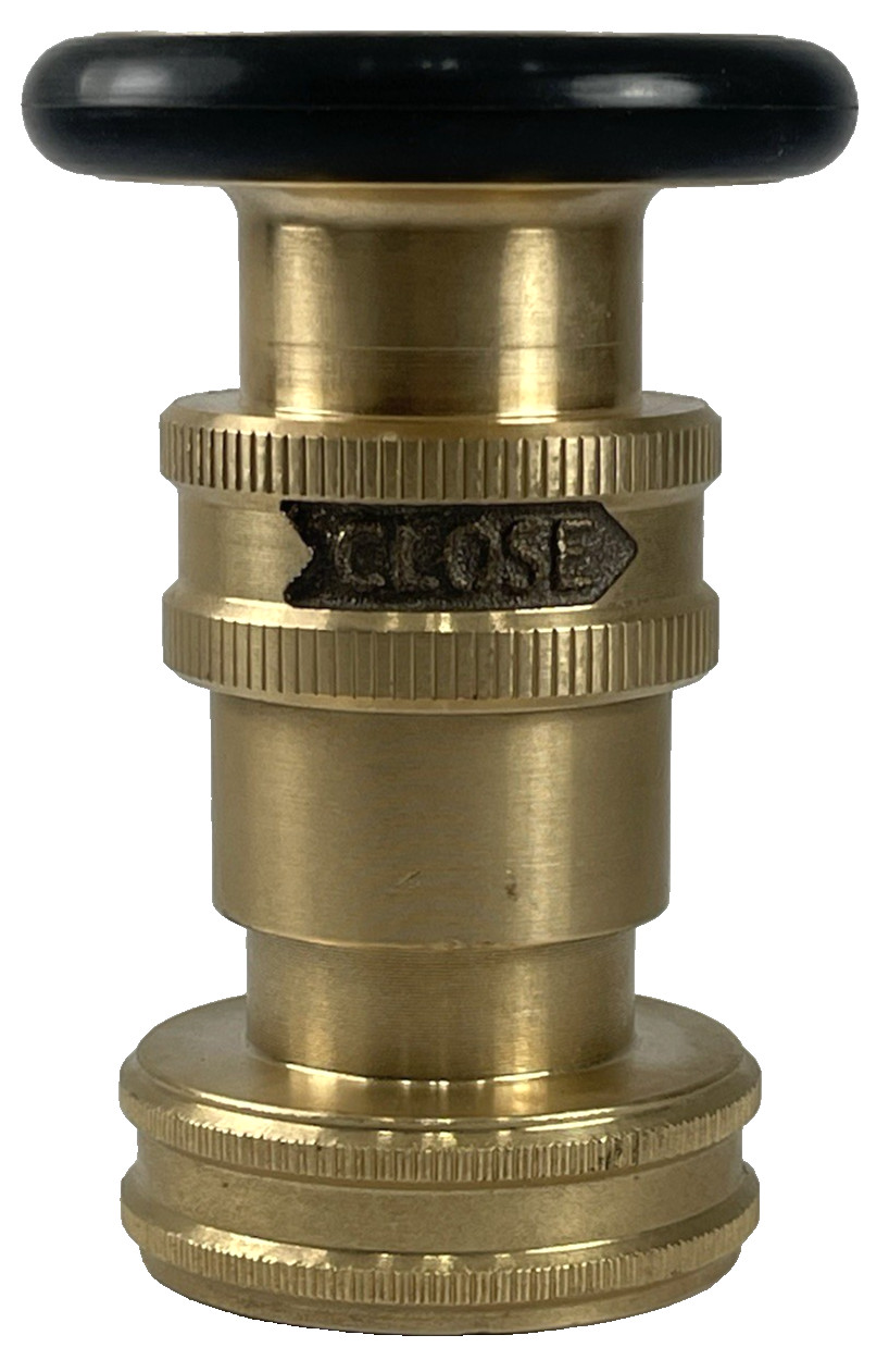 Brass Fog Nozzle/ Fire Hose Nozzle w/ Bumper 1-1/2″ Opening – Twist Open/ Close