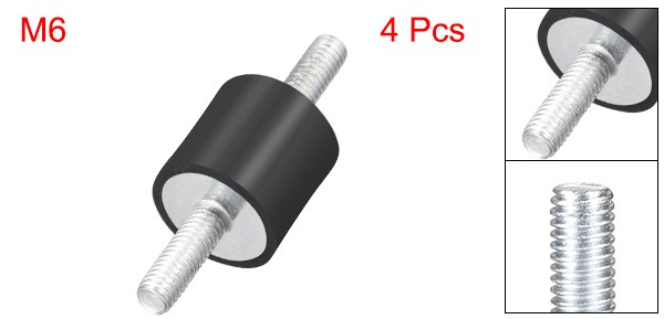 4pcs D20 x H20 Rubber Vibration Isolator Mounts Shock Absorber M6 x 18mm Studs