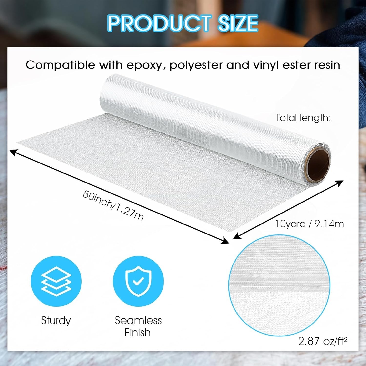 1708 Biaxial Fiberglass Cloth Mat Roll 50 X 360 | Heavy Duty 10 Yards Long Fib