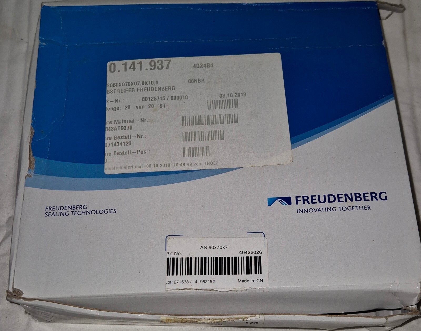 FREUDENBERG 40422026 Wipers | AS | 60 x 70 x 7 mm | 88 NBR 99035 (19 Pcs)