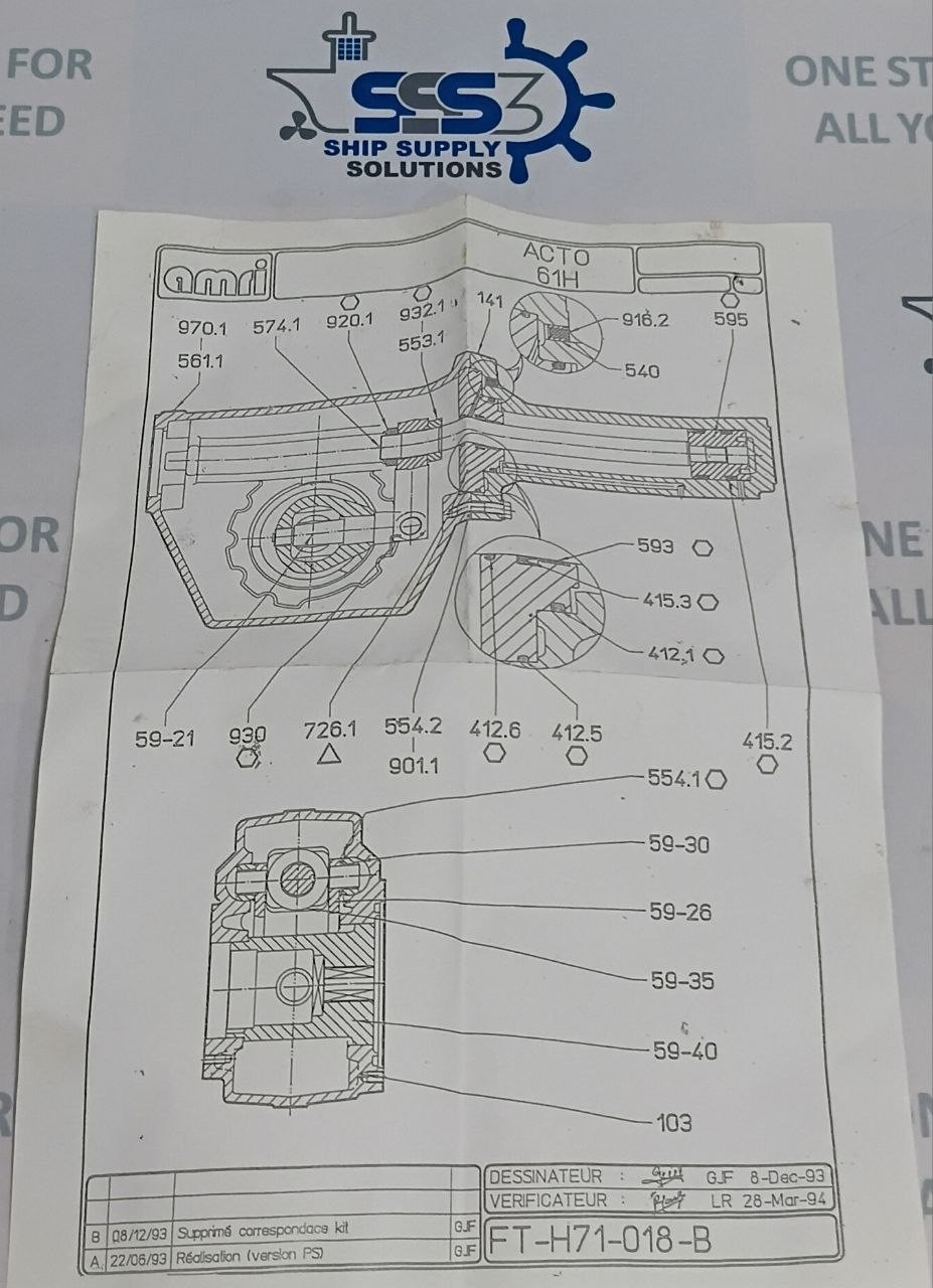 KSB/Amri ACTO 61H Seal Repair Kit / Sealing Kit FT-H71-018-B