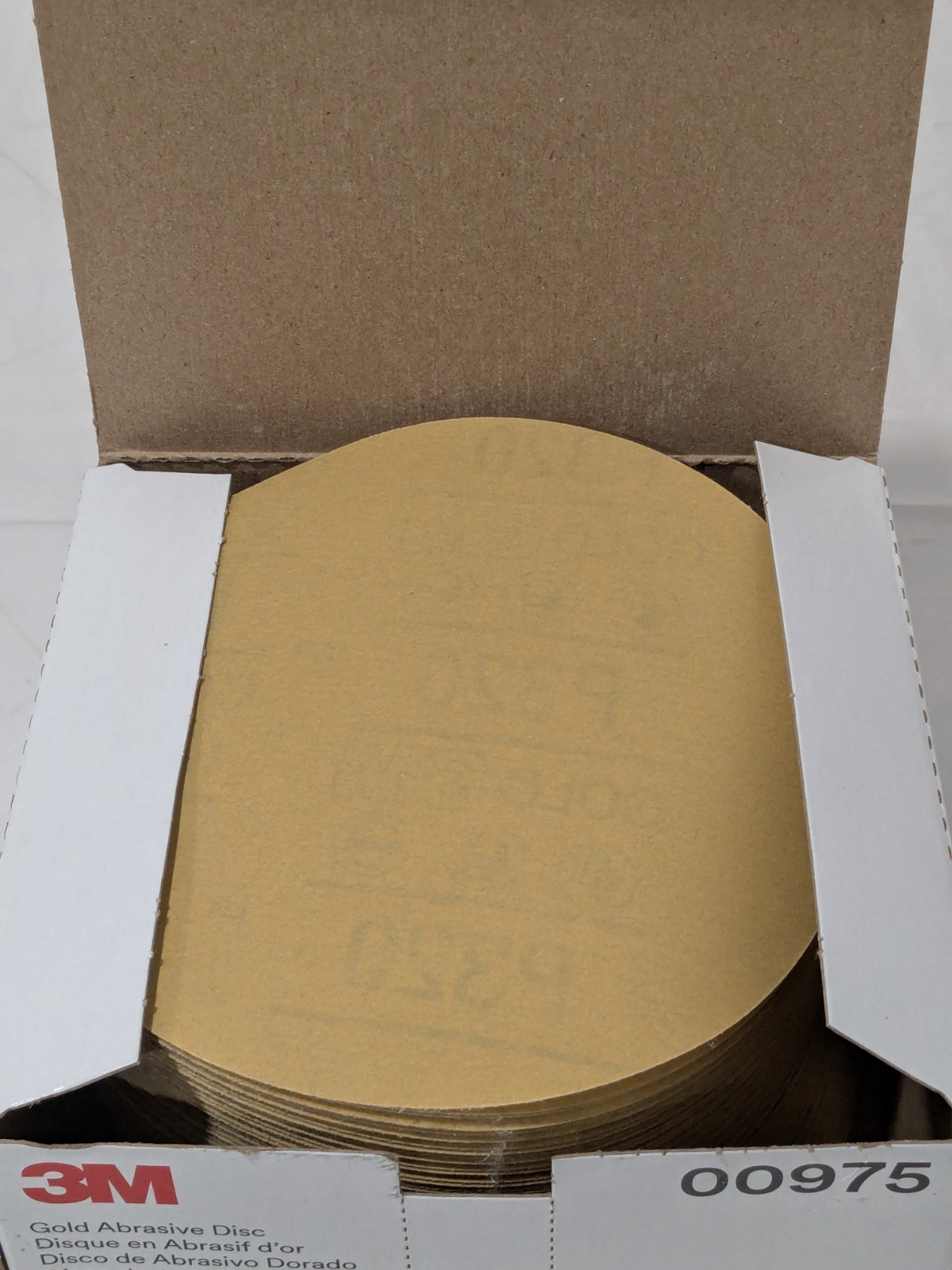 100ct 3M Gold Abrasive 6″ Hookit Sanding Discs – Grit P320 00975