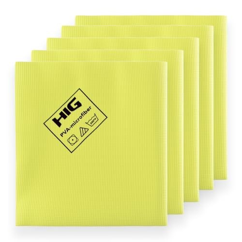 PVA Microfiber Cleaning Towels,Streak Free Shine,Ultra Absorbent, 5 Pack, yellow
