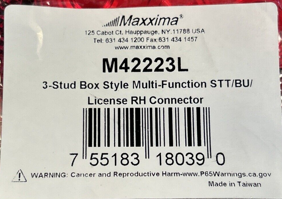 Maxxima M42223L Led Light Stop/Tail/Turn/Backup- RH Connector (MAXXIMA)