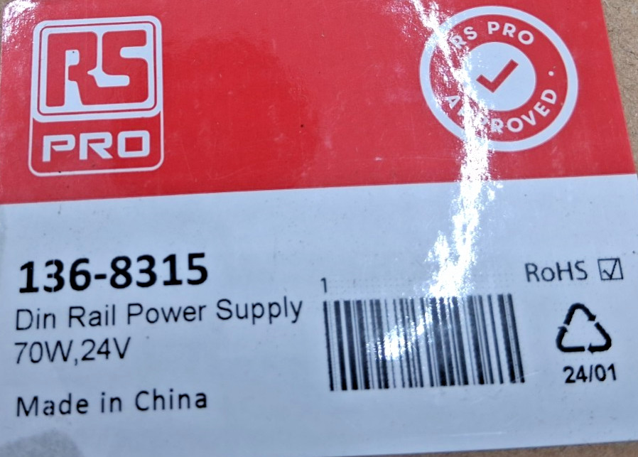 RS Pro 136-8315 Din Rail Power Supply