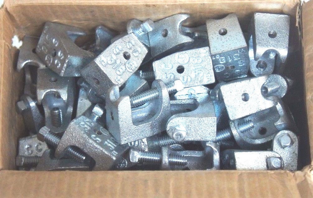 BOX OF 50 NEW STEEL CITY 500-SC GALVANIZED MALLEABLE IRON BEAM CLAMPS 1/4″