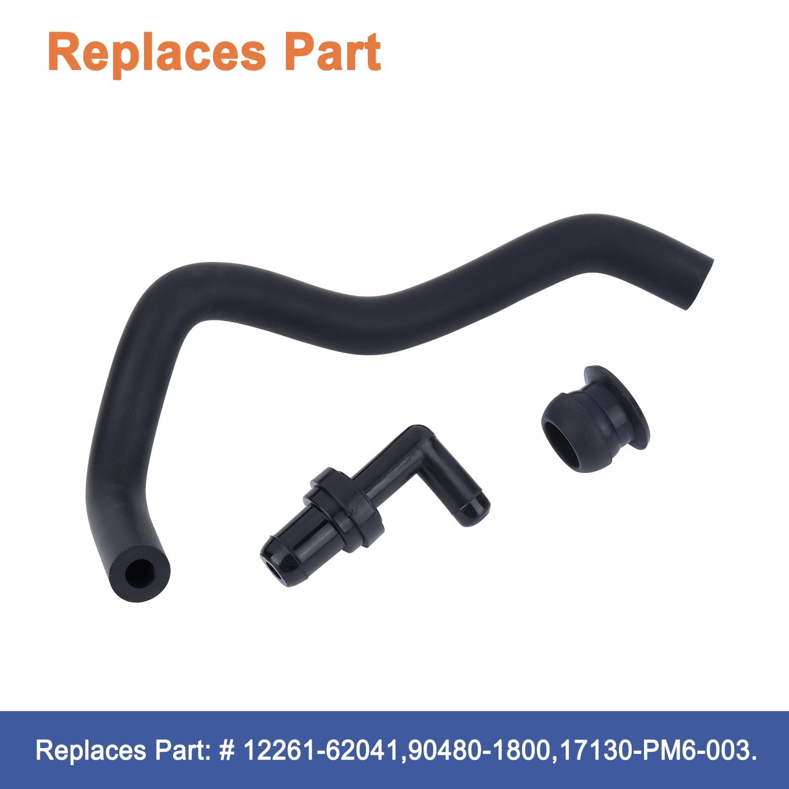 Engine P-C-V Valve 90°& Grommet & Hose Kit(3PCS). Replaces Part # 12261-62041…