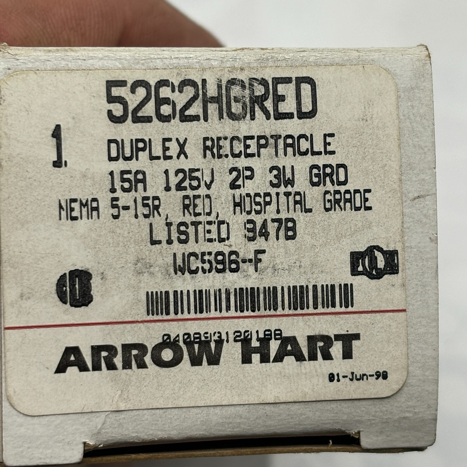 ARROW HART 5262HGRED DUPLEX RECEPTALCE 15A 125V 2P 3W GRD LOT OF 3 ⭐