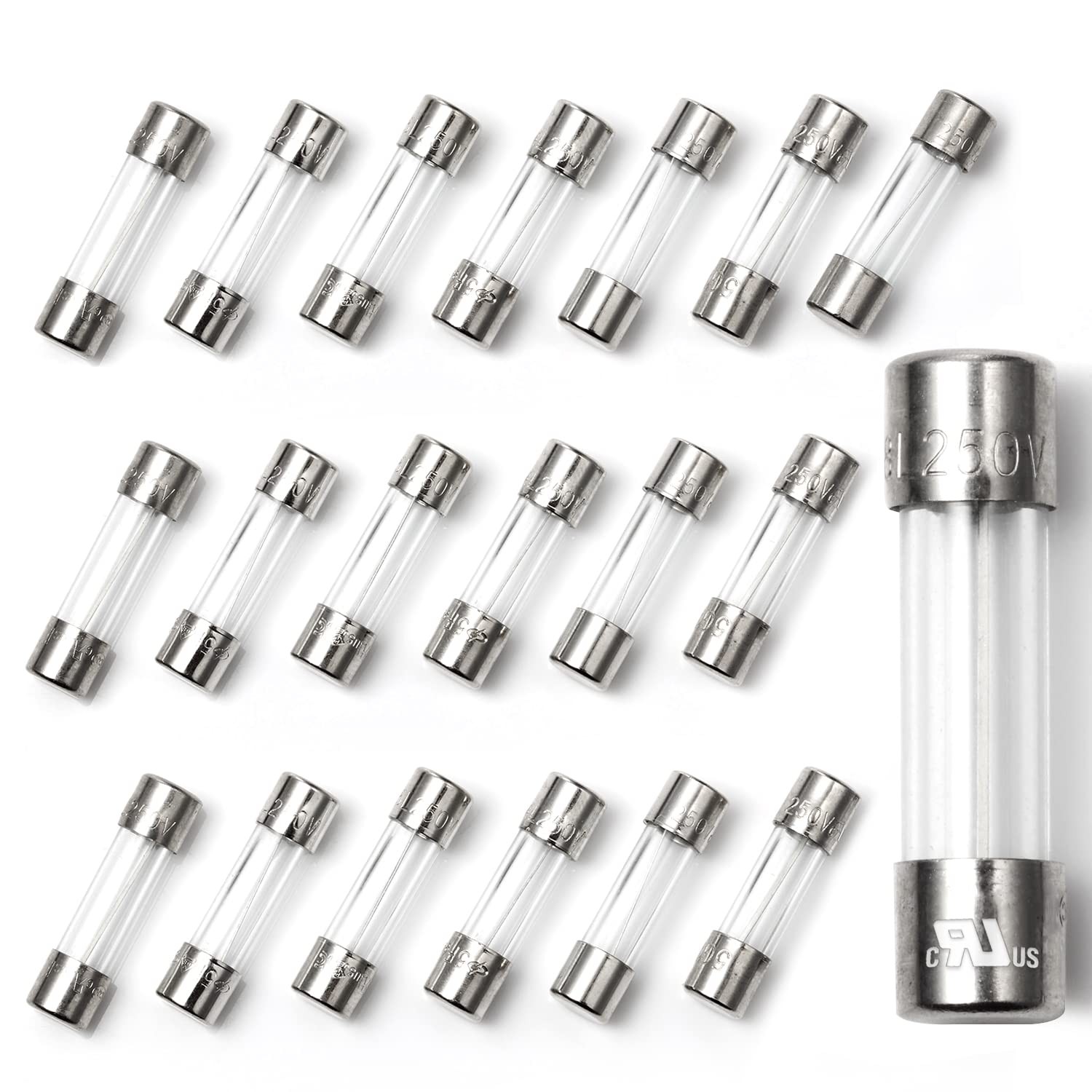 Chanzon(Pack of 20Pcs) UL Listed 5x20mm 5A 250V/125V 5 Amp Glass Fuses Fast…