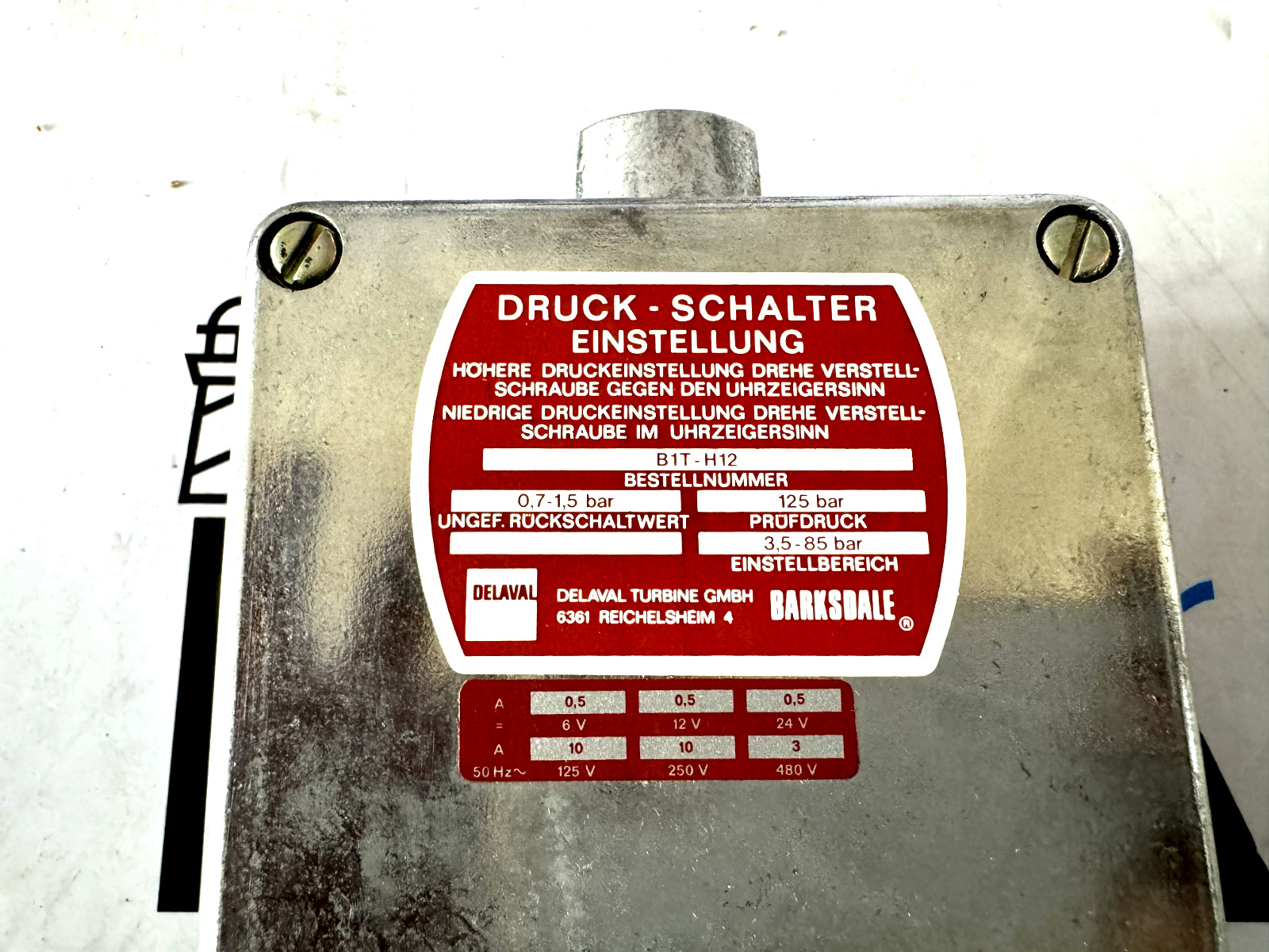 Pressure switch Barksdale B1T-H12