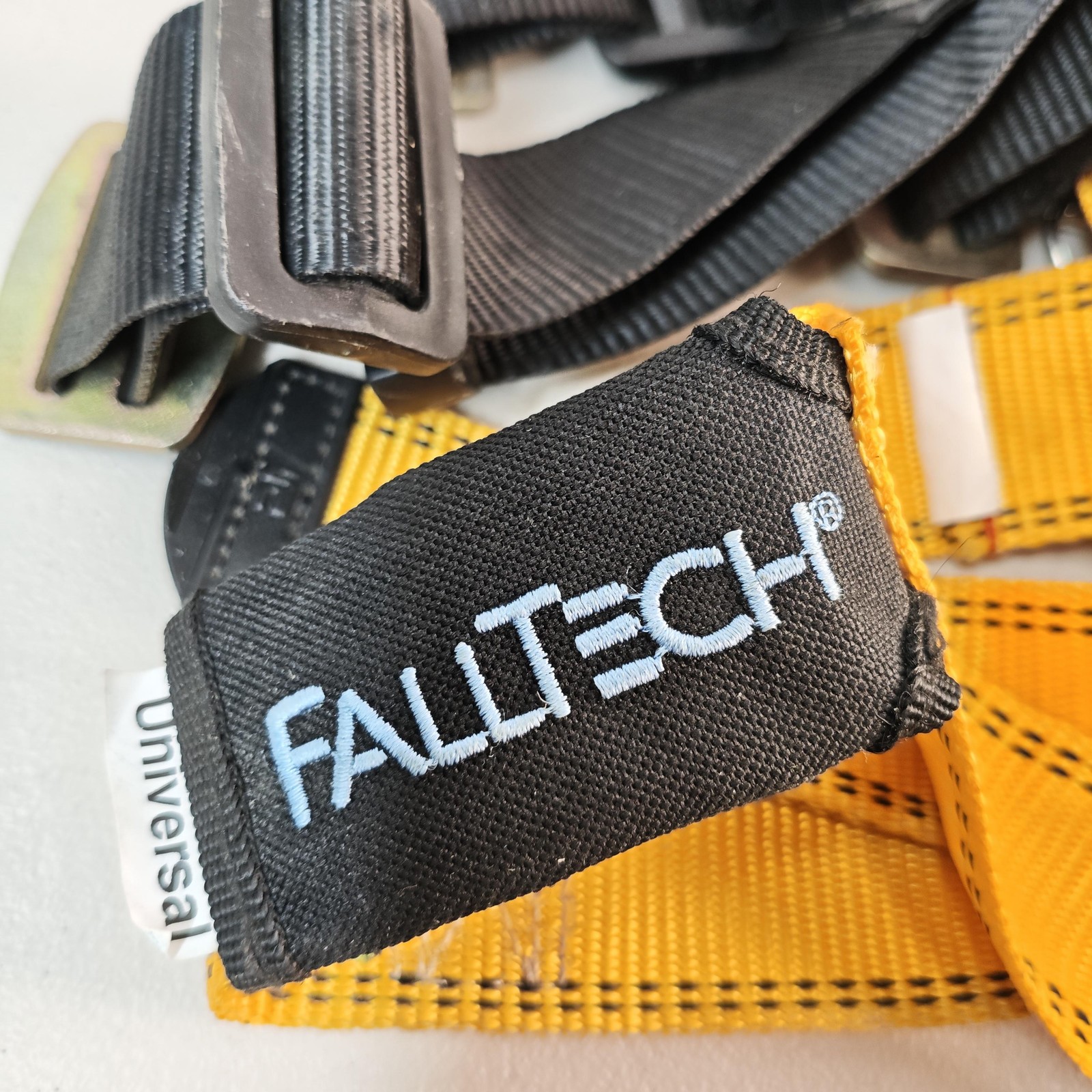 FallTech Safety Full Body Harness Universal Size Yellow Black W Lanyard Kit