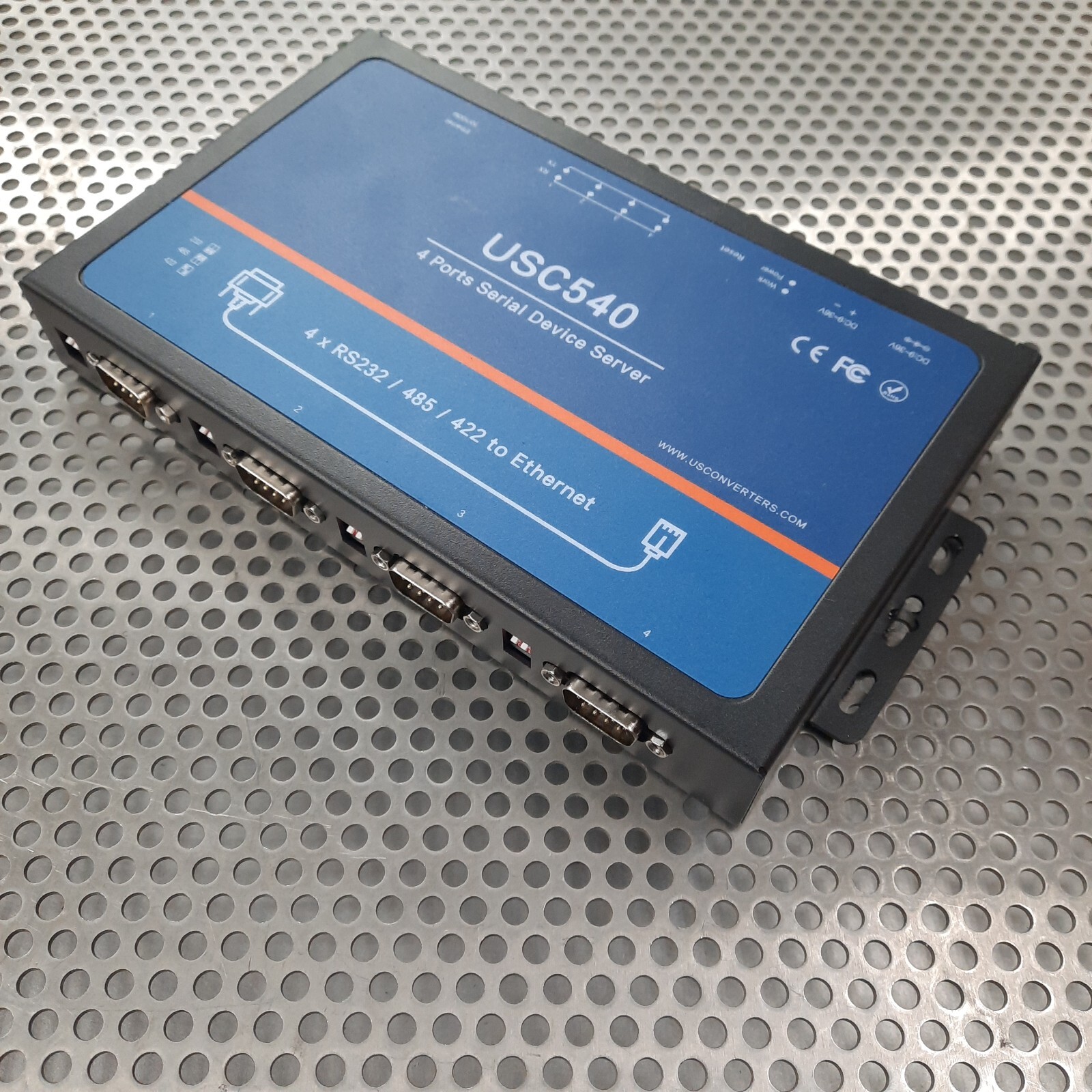 US Converters USC540 Serial Ethernet Converter Industrial Panel Mount, 4 Ports