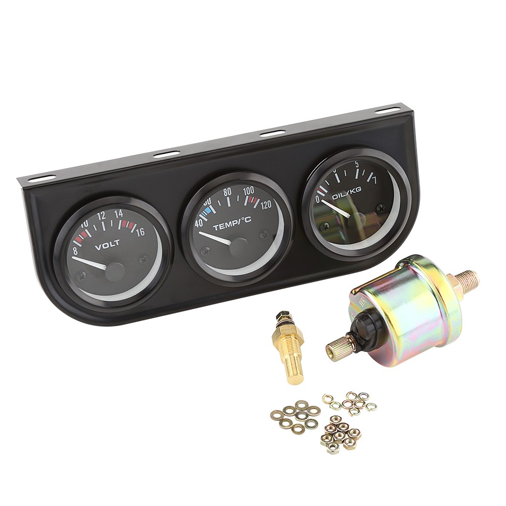 RASTKY 3 In 1 Car Gauge Voltmeter Water Temp Gauge Oil Pressure Meter W Sen NTIW