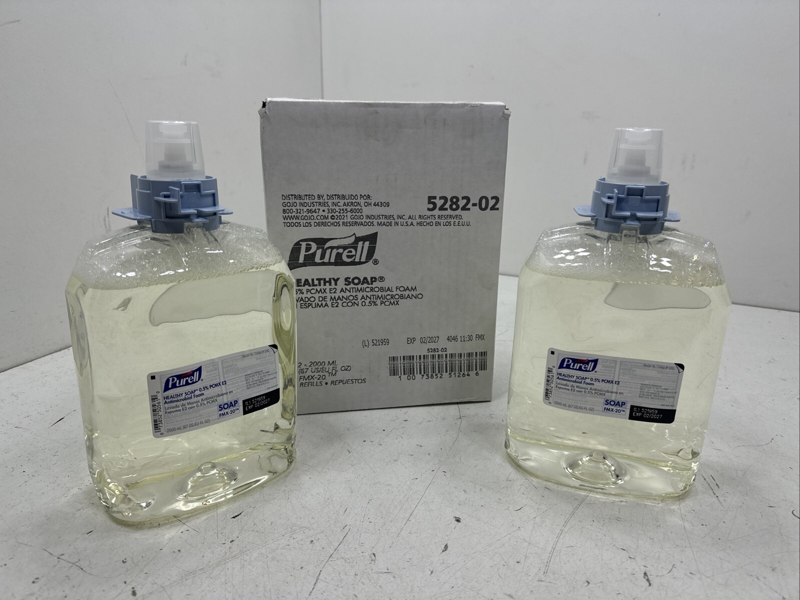 2 Pk 2000ml Purell 5282-02 Health Soap .5% PCMX E2 Anitmicrobial Foam Exp. 11/26