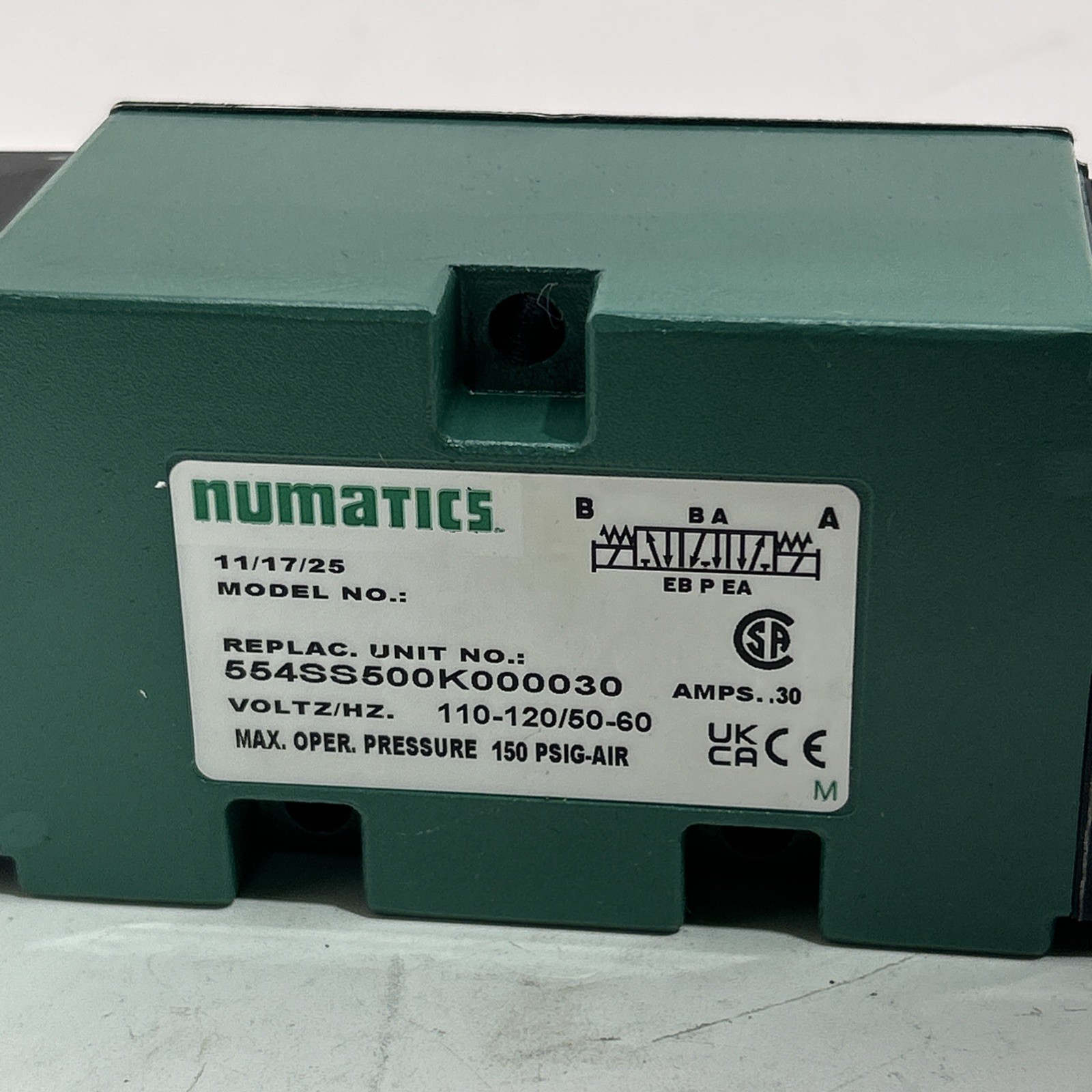 NUMATICS 554SS500K000030 SOLENOID VALVE (NEW PARTS ONLY BROKEN HARNESS CONN)