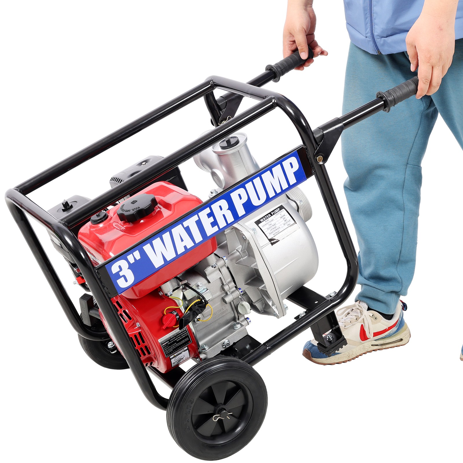 3 Inch Gas Engine Water Pump 7HP 212CC 264GPM with Hose Wheels