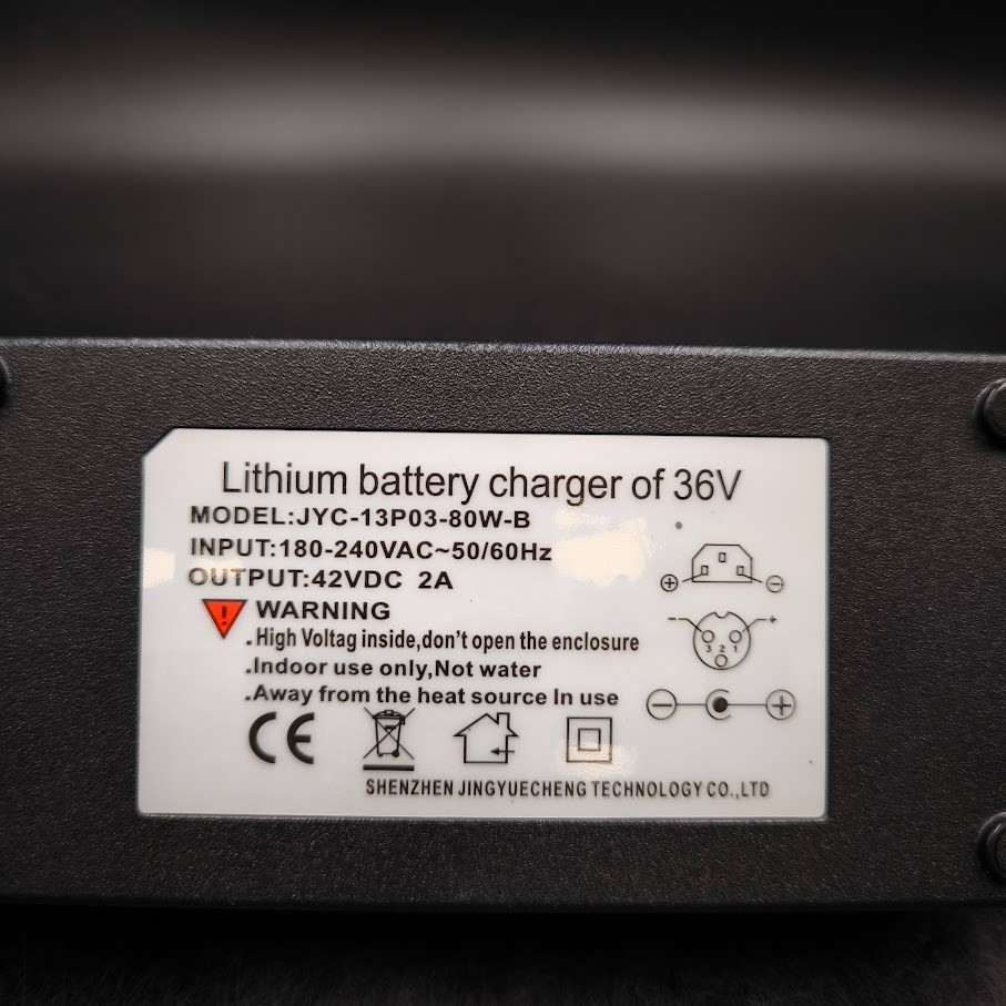 Shenzhen Jingyuecheng JYC-13P03-80W-B Lithium Battery Charger 42V-2A Working