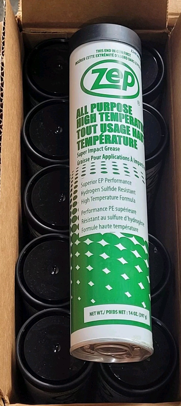 Zep 14 Oz High Temperature Grease Cartridge Green 312101 QTY 10