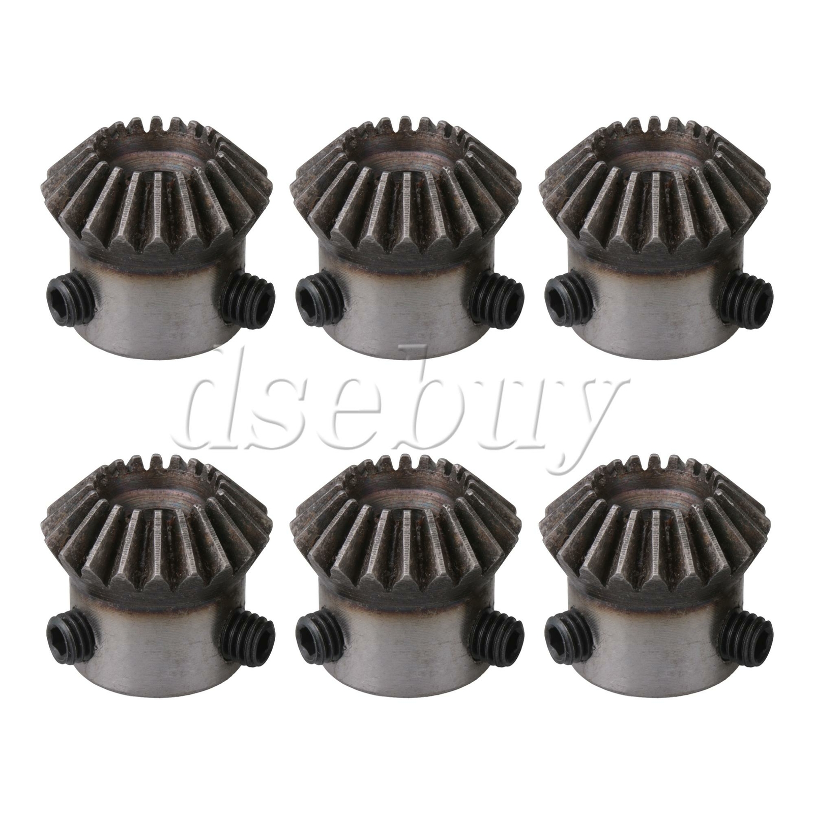 6 Pieces Silver 6mm Hole Diameter 20 Teeth Tapered Bevel Gear Wheel 1 Modulus
