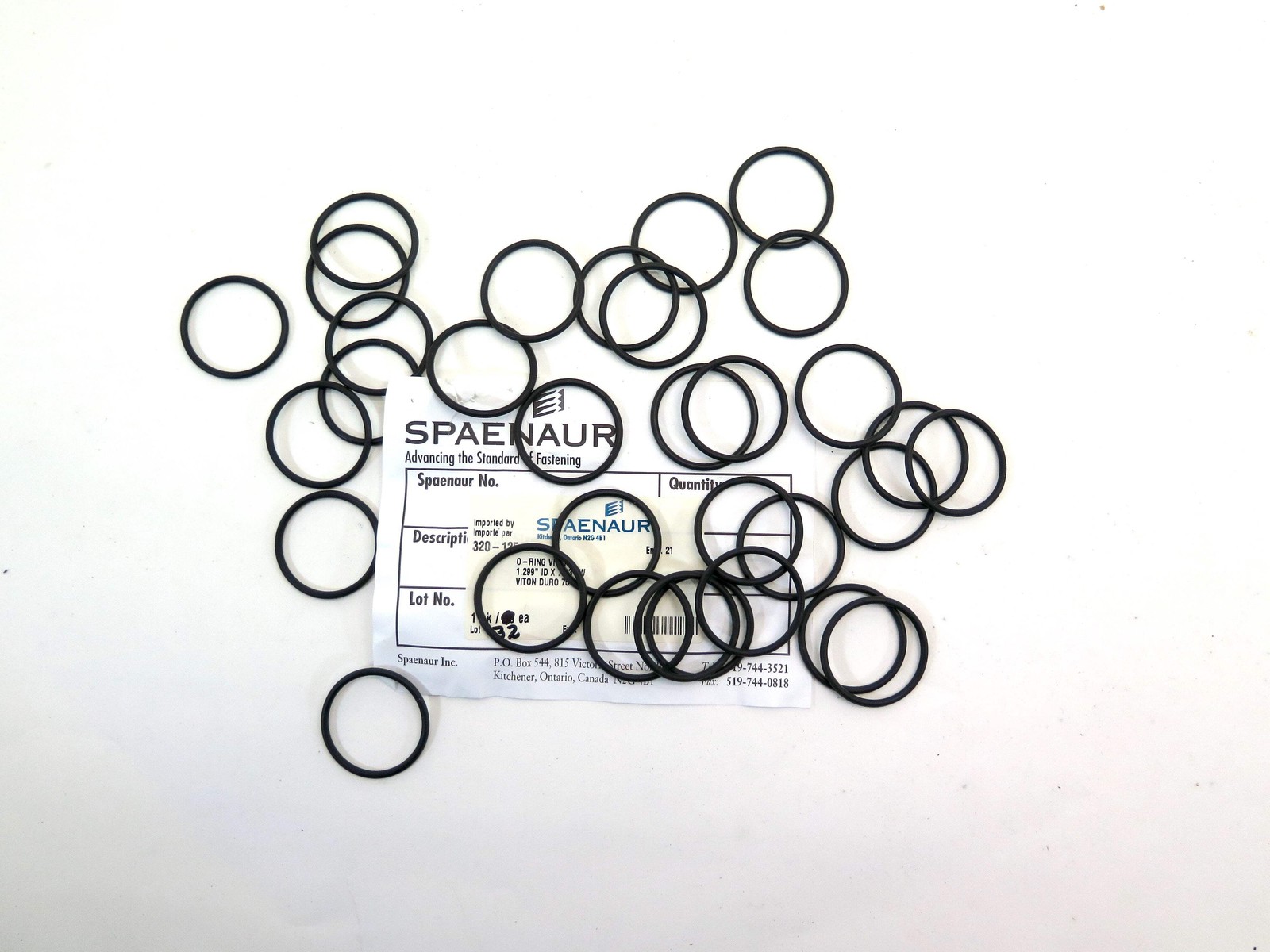 Spaenaur 320-125 O-Ring Viton Duro 75 1.299″ ID X .103W Lot of 32