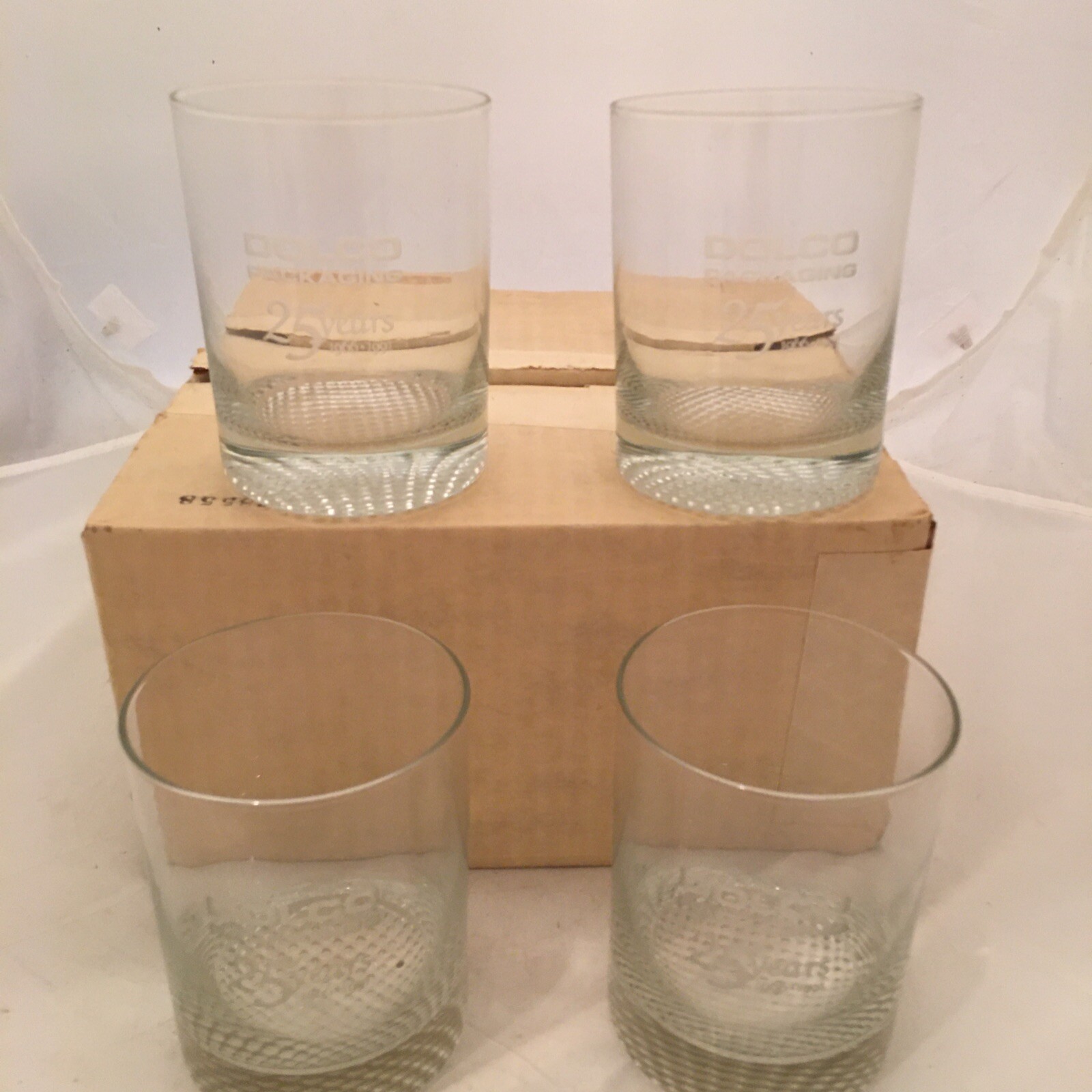 4 Vtg Retro Cocktail Highball Drink Glasses Dolco Packaging 25 Years 1966-1991