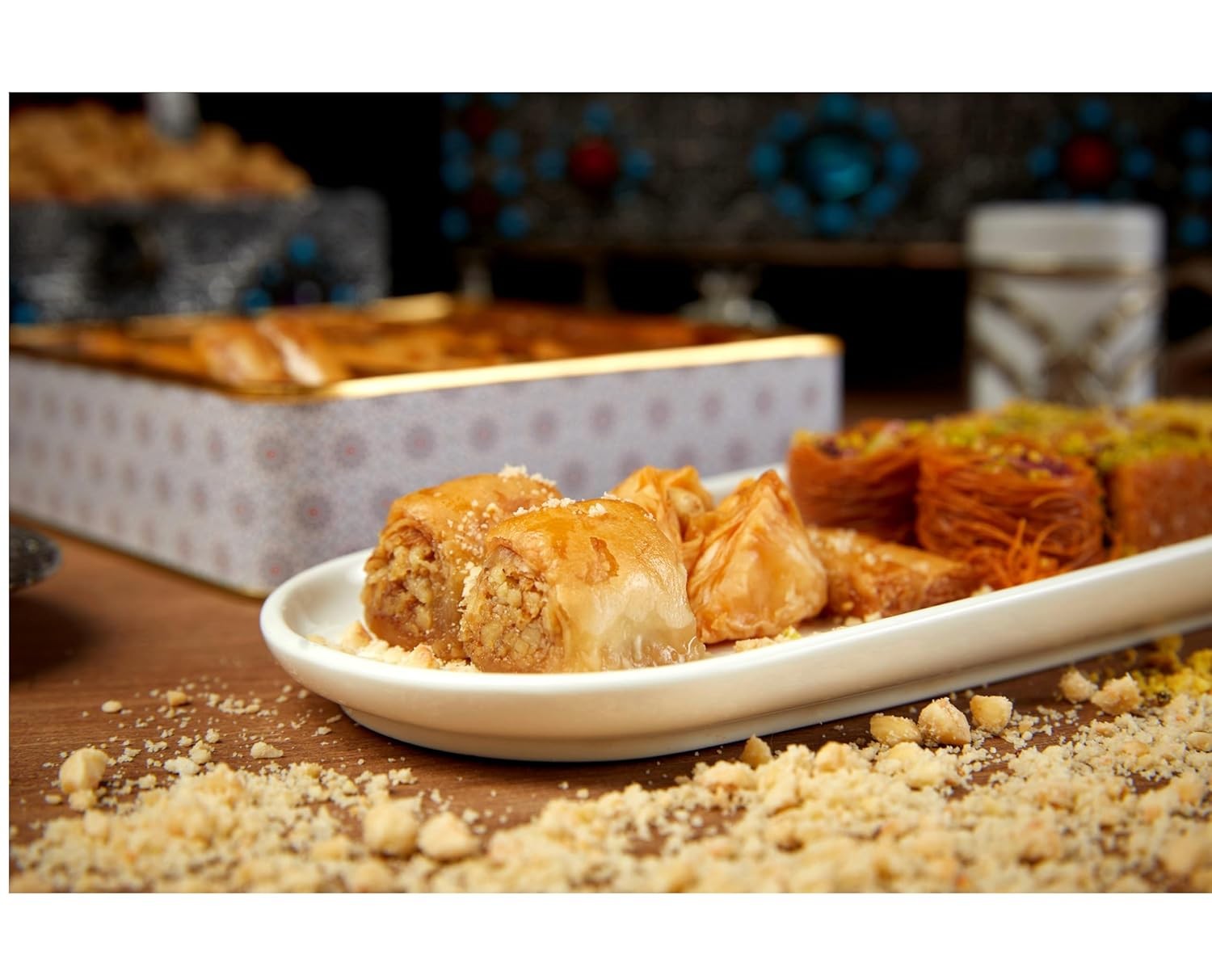 1.1 Lb Assorted Premium Baklava Pastry Gift Box Halal Snacks, Turkish Dessert