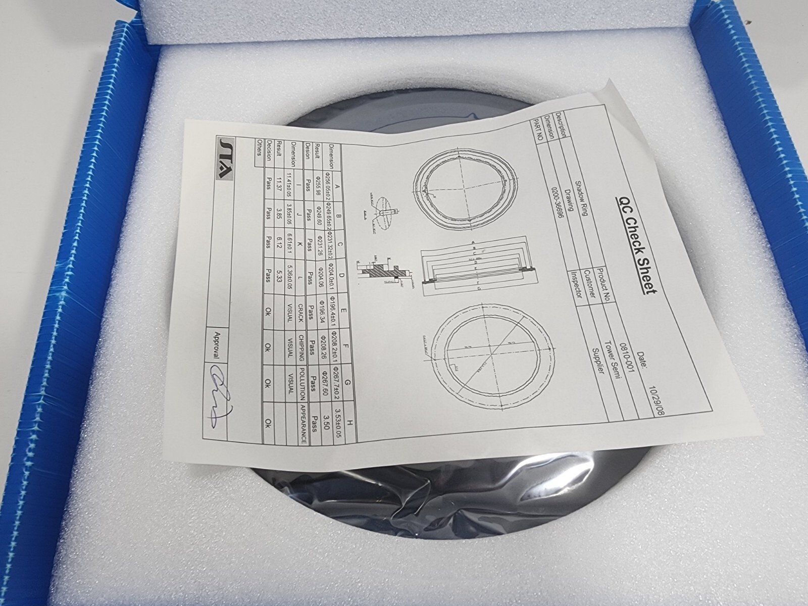 Applied Materials AMAT 0200-36696 Shadow Ring QZ 200mm