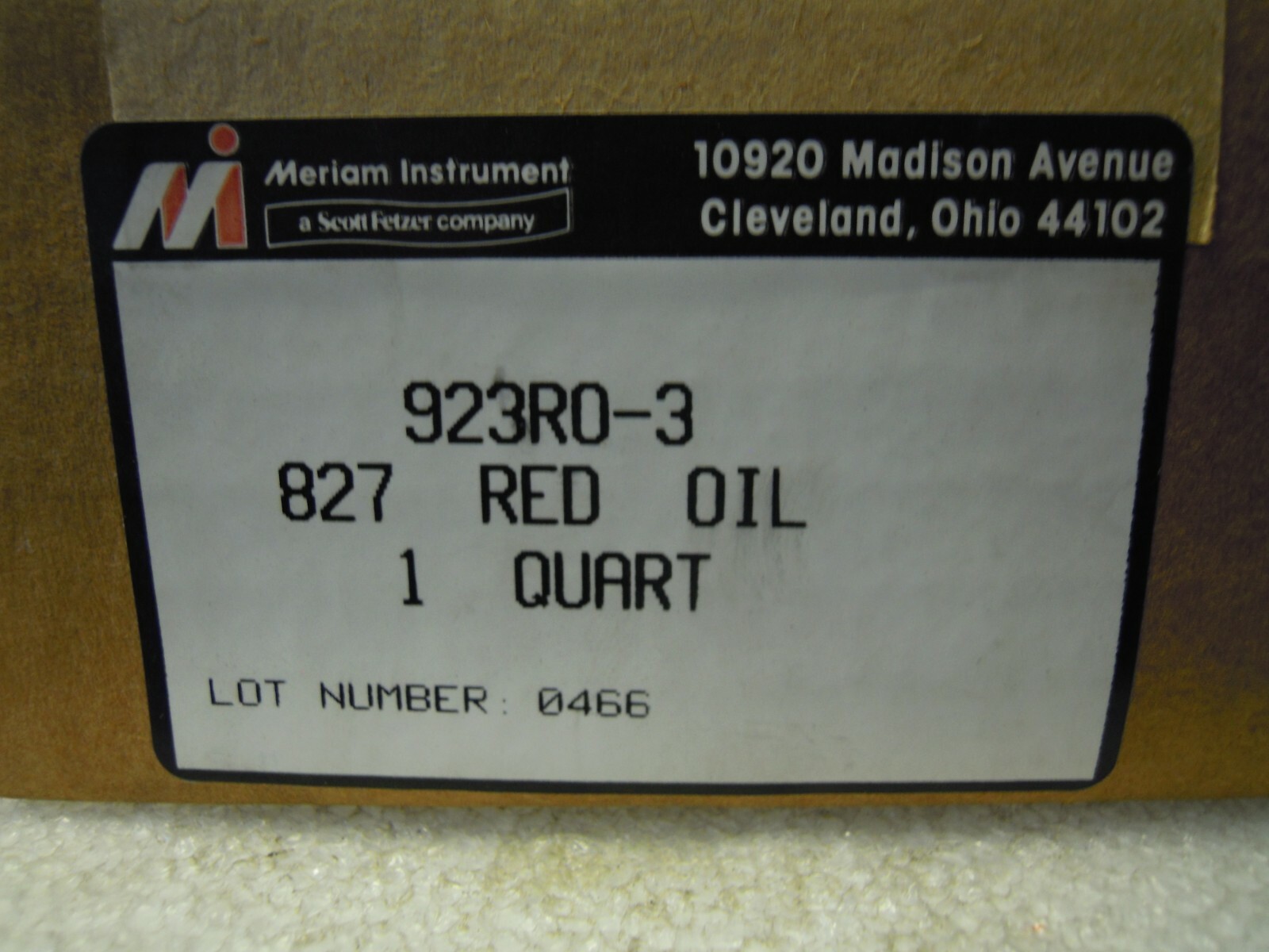 MERIAM INSTRUMENT 923RO-3 RED OIL 827 QUART 1 ***NEW