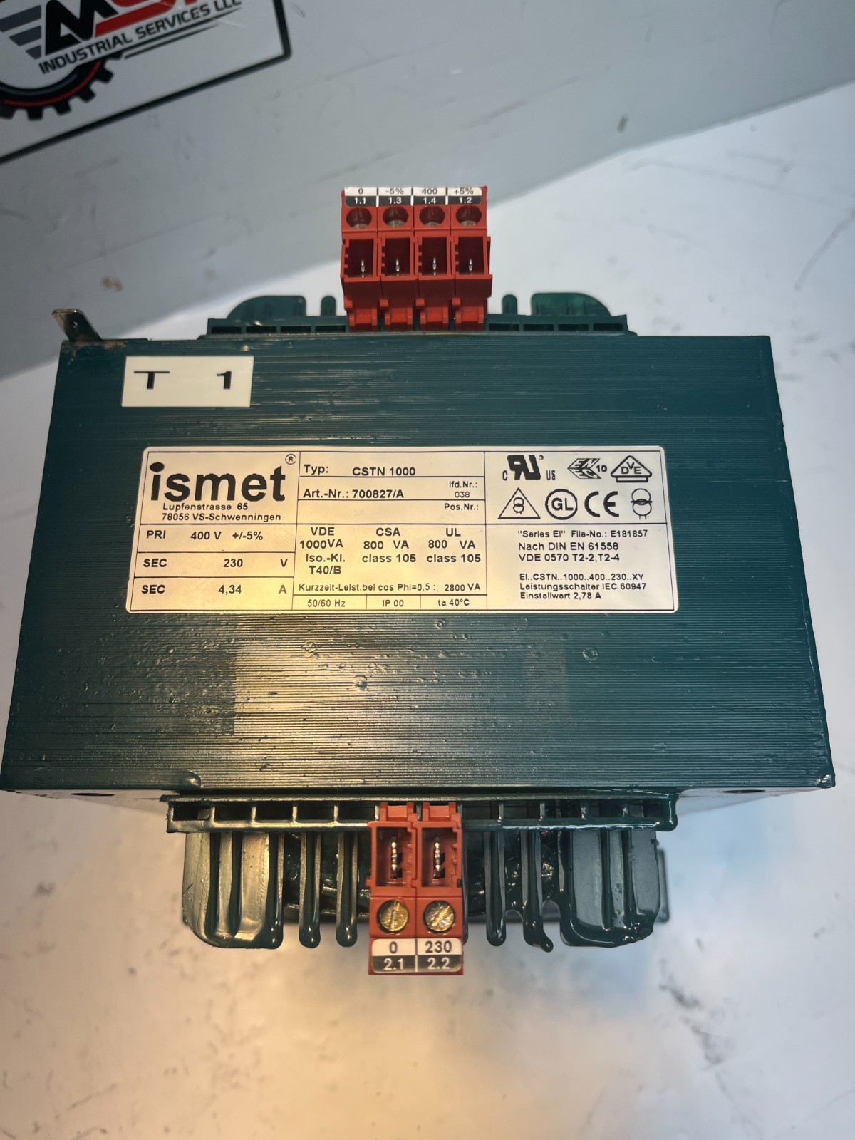 ISMET CSTN 1000 700827/A Control Transformer Coil 400V 230V 1000VA