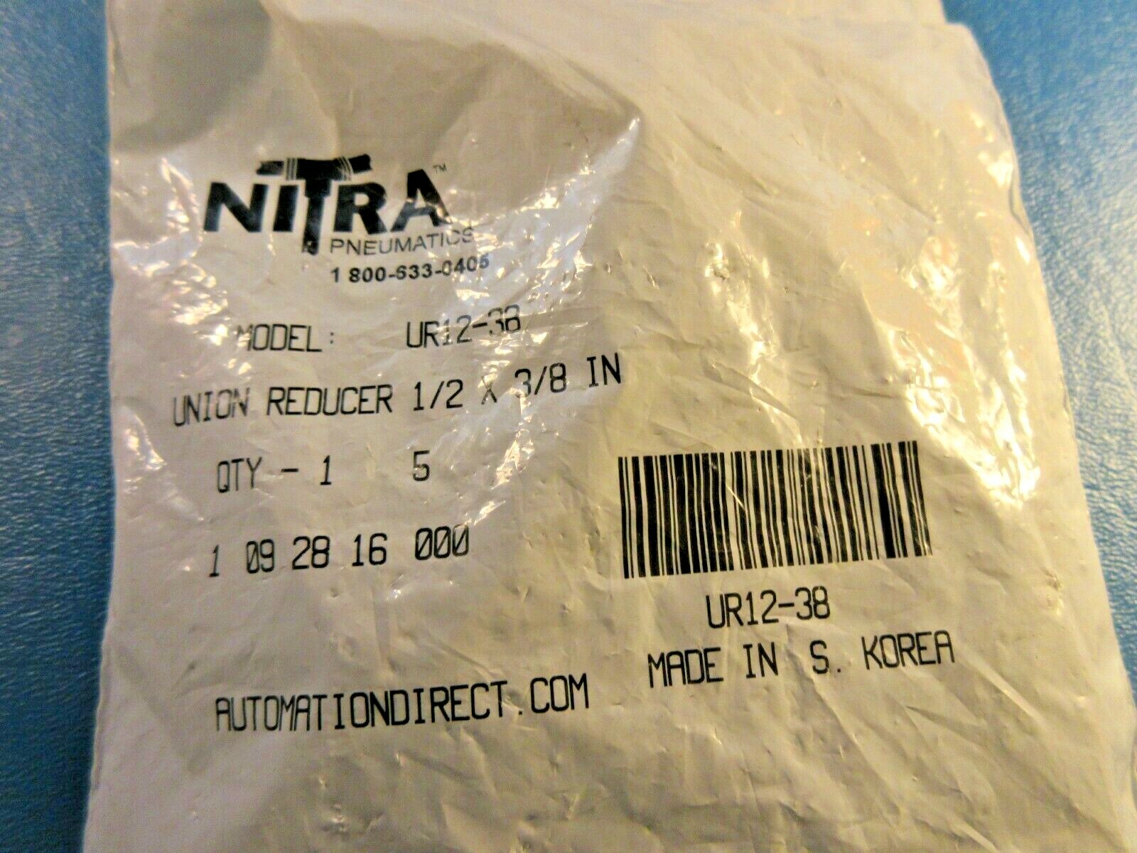 Pack of 5 Nitra Pneumatic UR12-38 Union Straight Reducer 1/2″ Tube to 3/8″ Tube