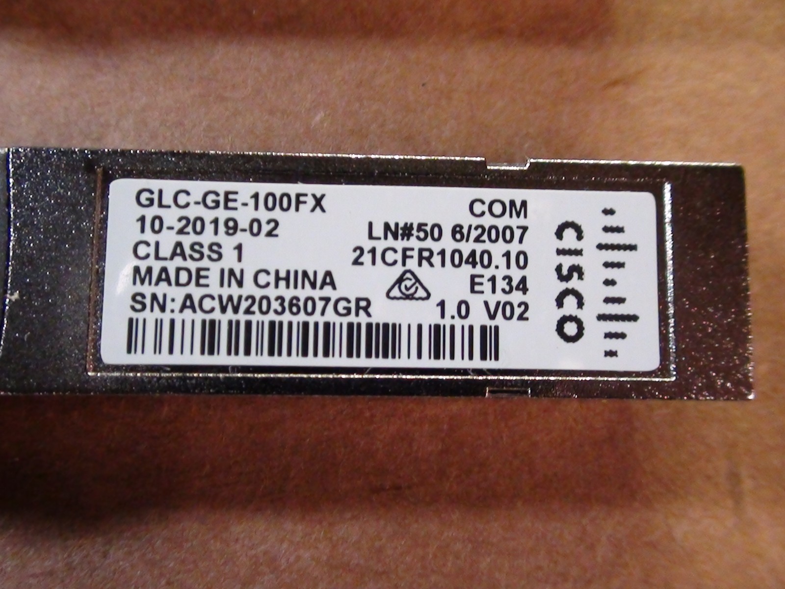 New CISCO GLC-GE-100FX 100BASE-FX SFP Transceiver (LOT of 6)