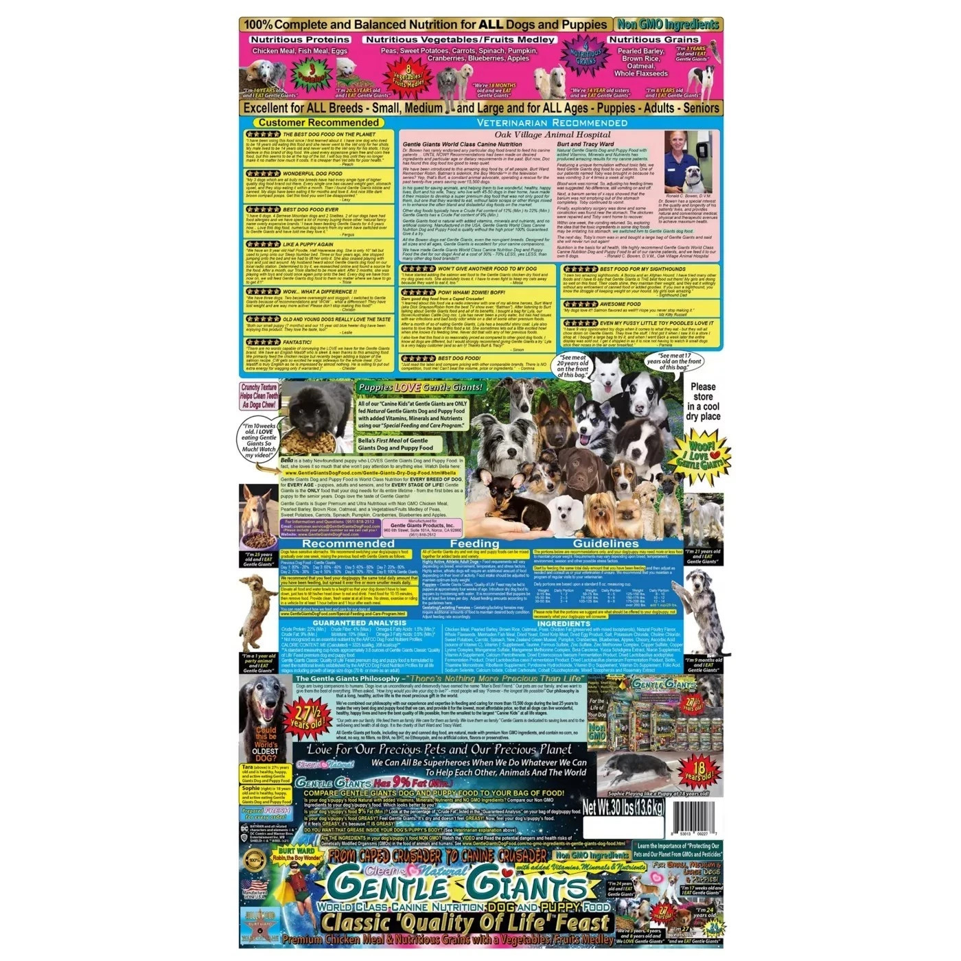 Gentle Giants All Life Stages Dog Dry Food- Natural, Non GMO, Chicken- 30 Lb Bag