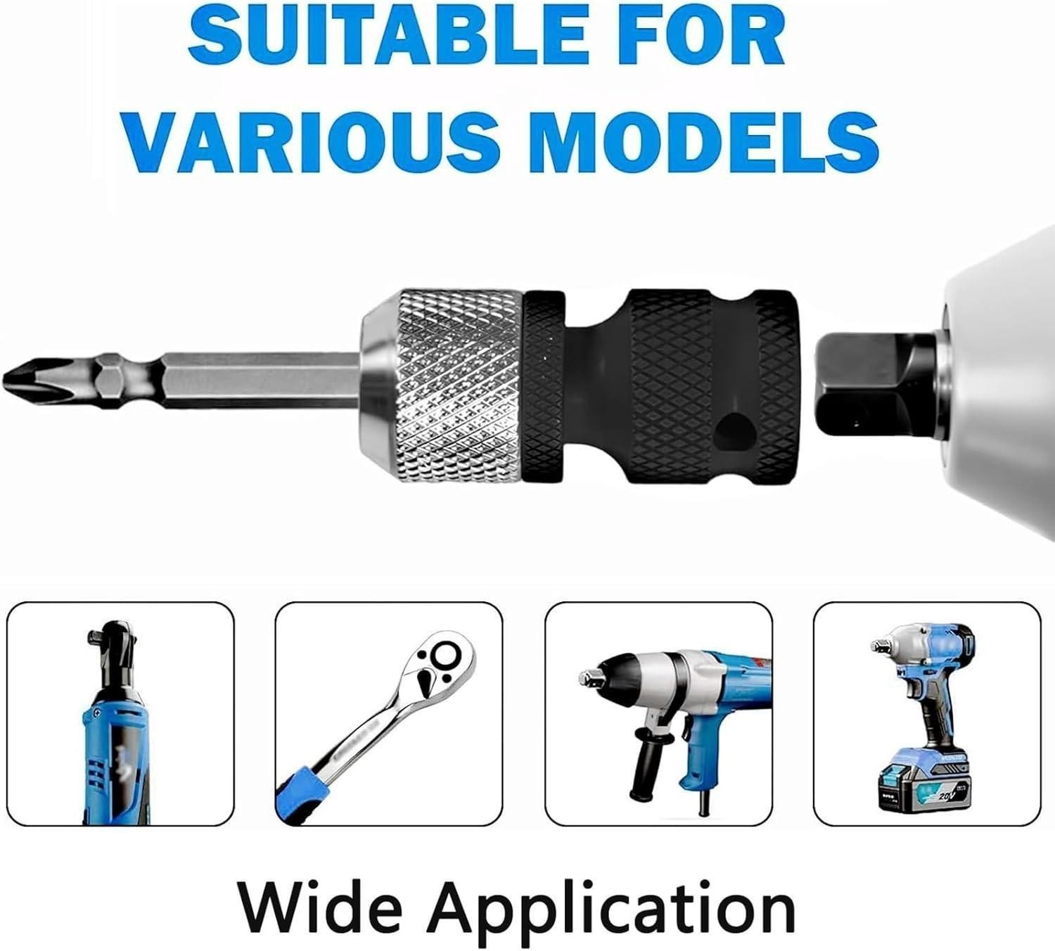 2 Adaptador De 1/2 a 1/4 Para Taladro Impacto Heavy Duty Llave Vaso Hexagonal