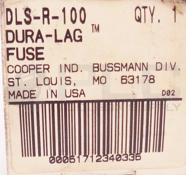 NEW BUSSMANN DLS-R-100 DURA-LAG GENERAL DUTY FUSE CLASS RK5 600V OLD VERSION