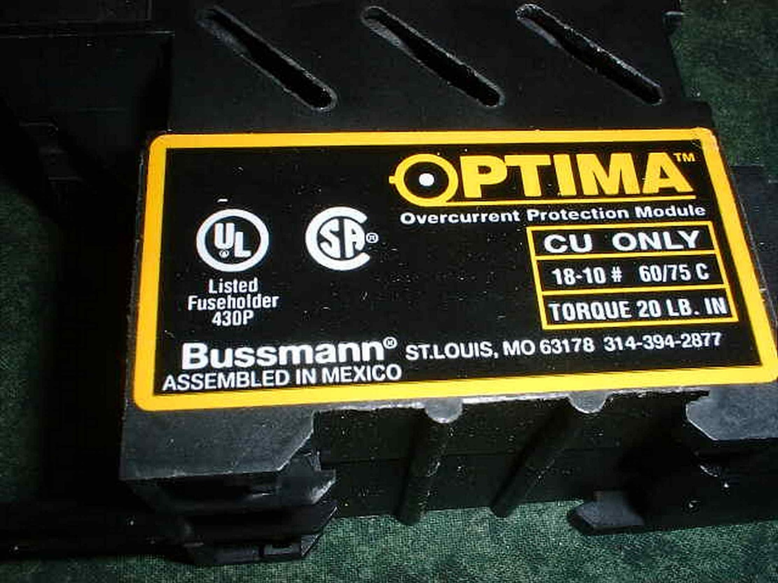 (2) Bussman Optima 30 Amp OPM-CC 3 Phase Fuse Holders (19730-Tub-X4)