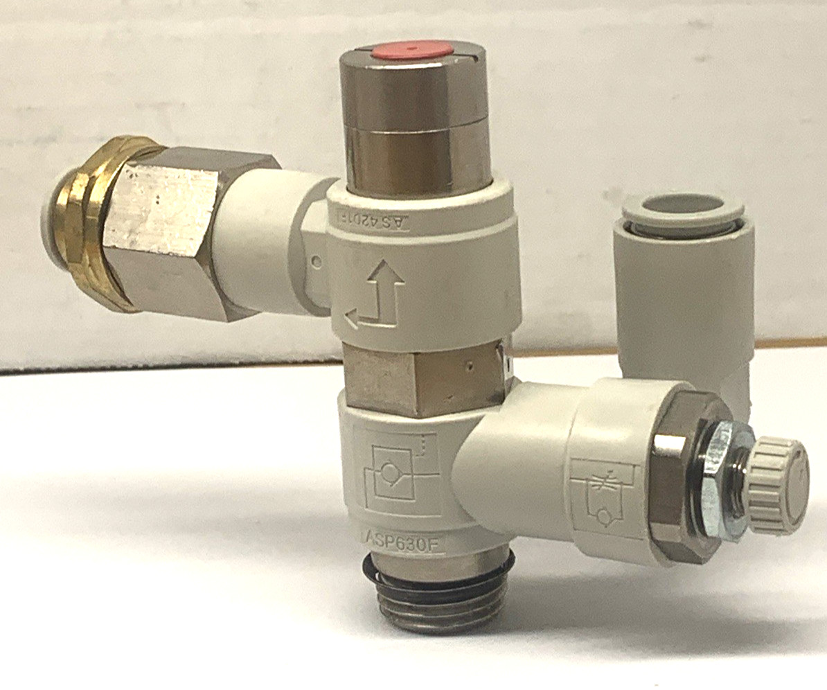 SMC ASP630F-U04-12-X352 SPEED CONTROL VALVE w/MANUAL PILOT CHECK VALVE *NEW*