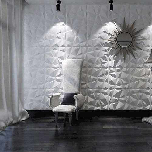 3D 12Pcs Wall Panels PVC Geometric Brick Art Design DIY 11.8″x11.8″ Wallpaper