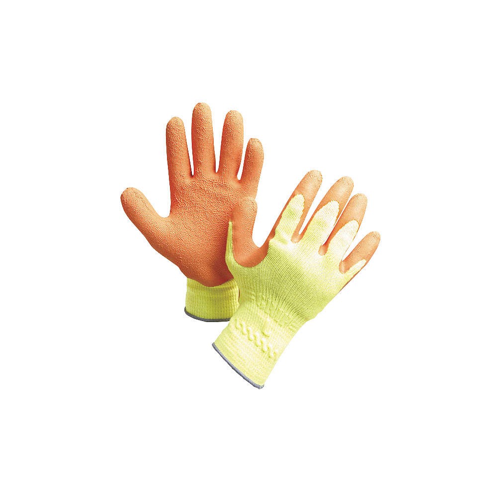 SHOWA 317S-07 Coated Gloves,Orange/Hi-Vis Yellow,S,PR 2UTD4