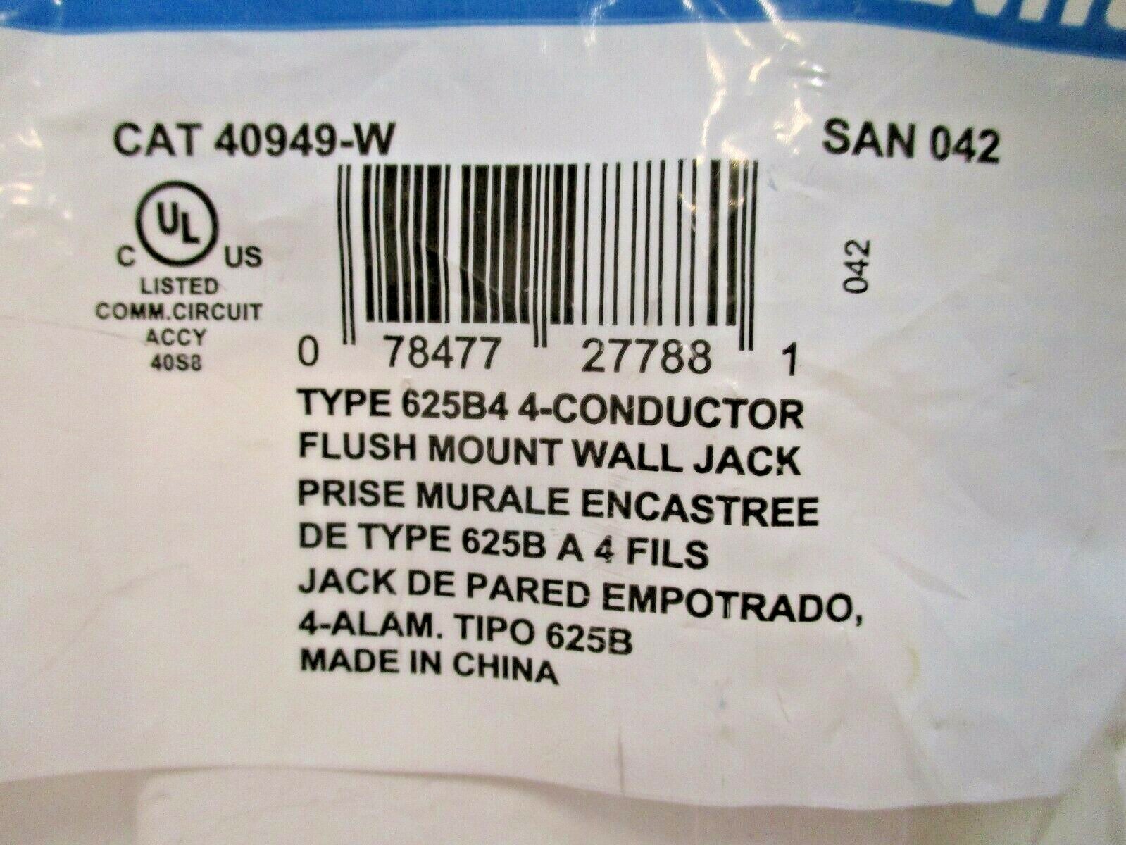 x15 Leviton Type 625B4 4-Conductor Flush Mount Wall Jack Telephone WHITE 40949W