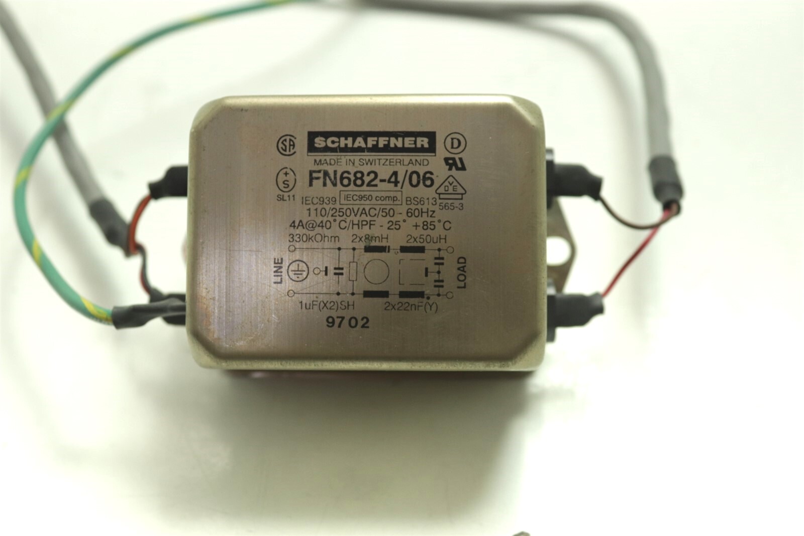 Lumenis 40C Sharplan Schaffner FN682-4/06 Line Filter 110/250 VAC