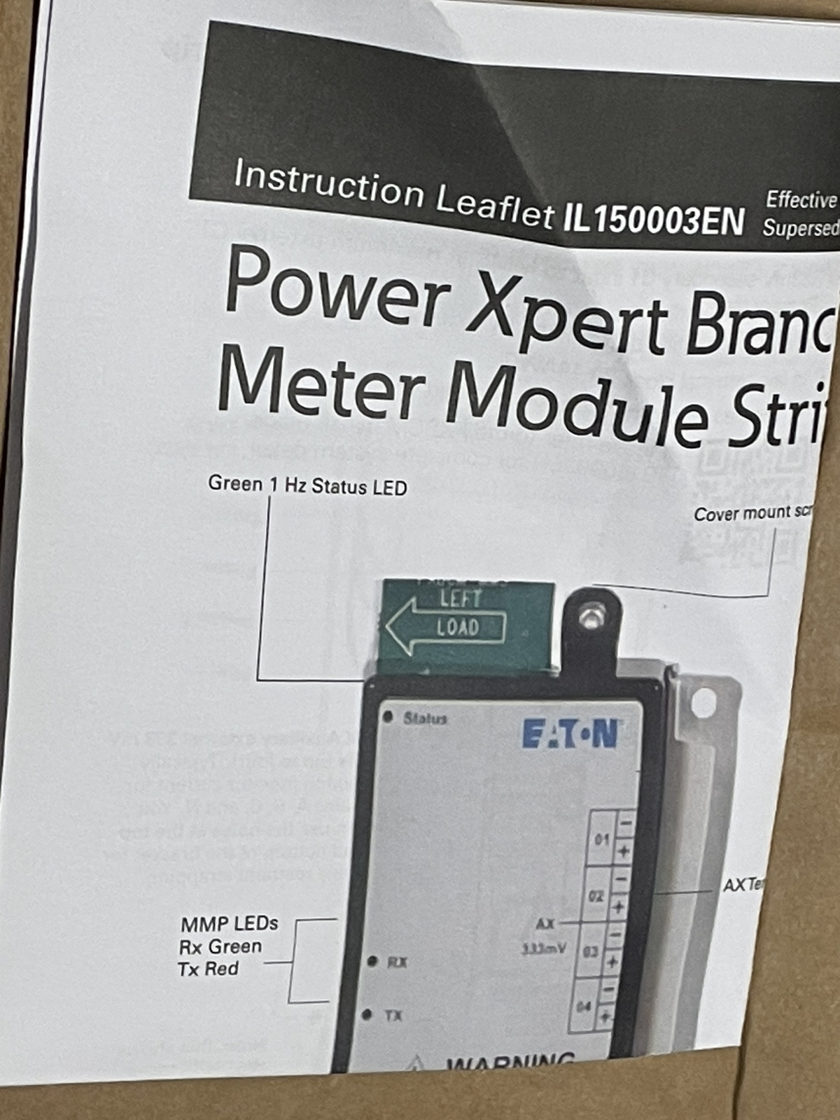 Eaton PXBCM-MMS-R15-A Meter Module Strip R15 1.0″ Pitch Style 66D2316G01-1