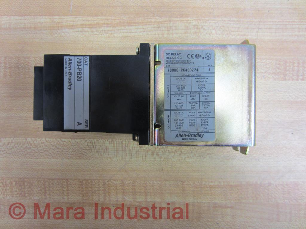 Allen Bradley 700DC-PK400Z24 Relay With 700-PB20