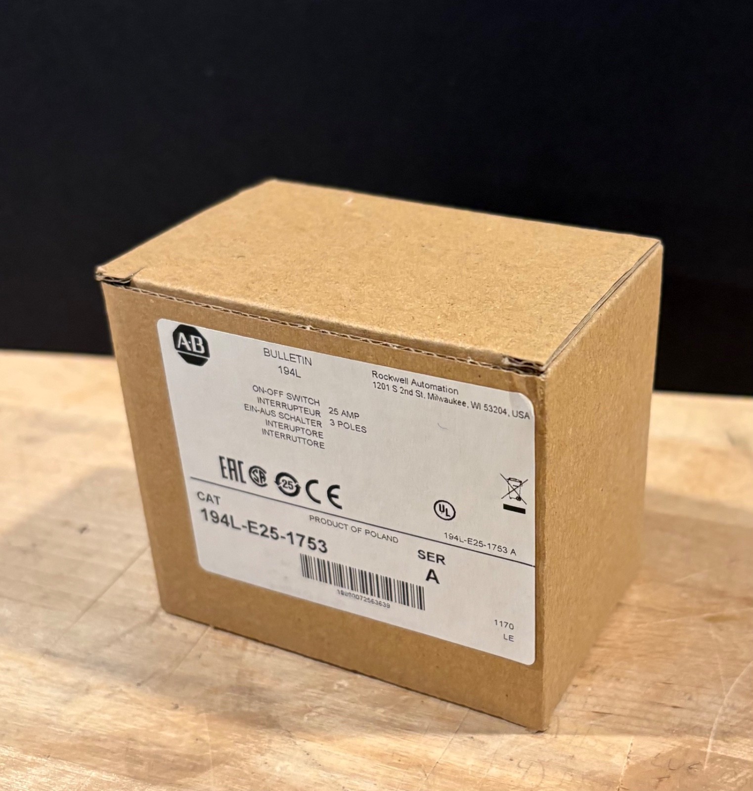 Allen-Bradley 194L-E25-1753 On-Off Switch SER A