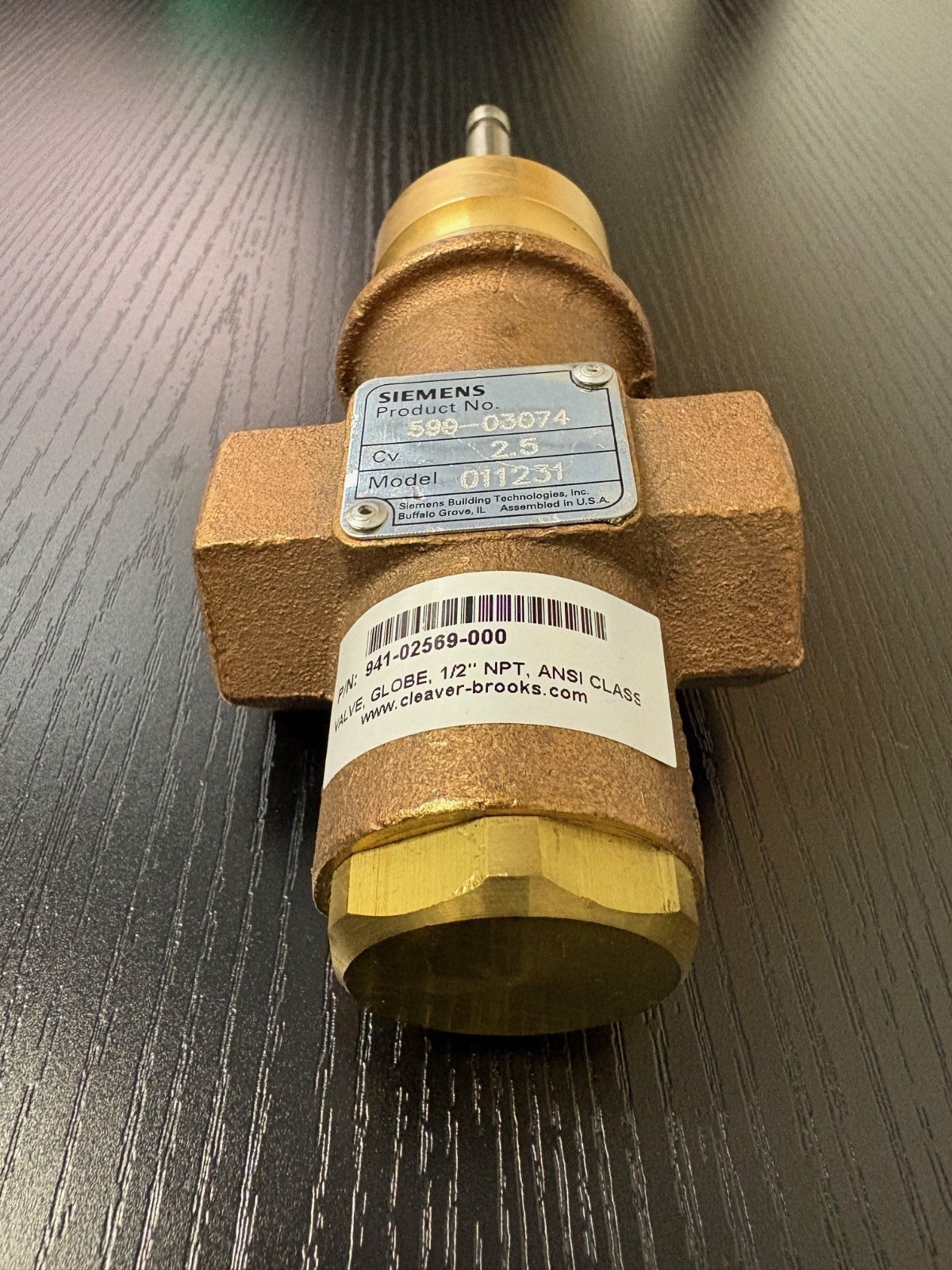 Siemens Flowrite 599 Series Globe Valve 25 VC 1/2″ 599-03074