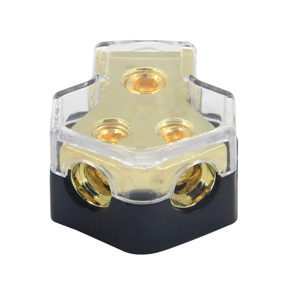 RKURCK 2 Way Power Distribution Block, 0/2/4 AWG Gauge in, 4/8/10 2 Way, 2Way