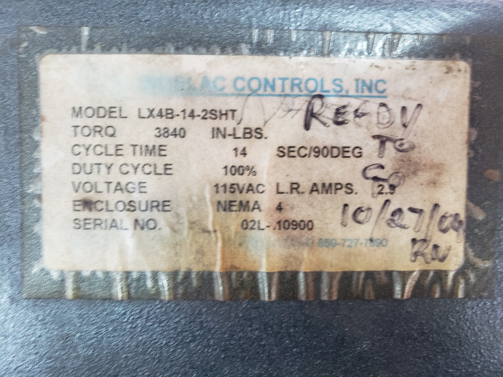 ICI Indelac LX4B-14-2SHT Valve Actuator Operator 3840in-lbs